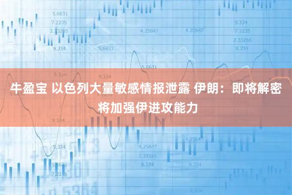 牛盈宝 以色列大量敏感情报泄露 伊朗：即将解密 将加强伊进攻能力
